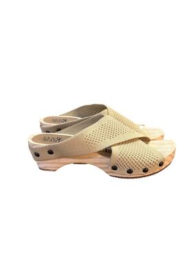 Jax & Bard Libby Hill Knit Crisscross Wooden Clog Sandals Women’s Size 7.5/8